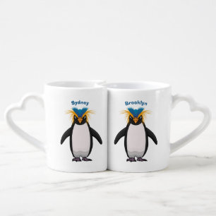 Cute macaroni penguin cartoon illustration coffee mug set