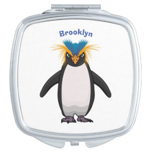 Cute macaroni penguin cartoon illustration compact mirror