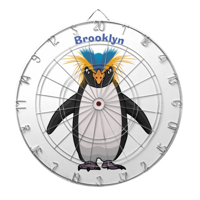 Cute macaroni penguin cartoon illustration  dart board (Front)