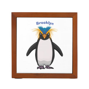Cute macaroni penguin cartoon illustration desk organizer