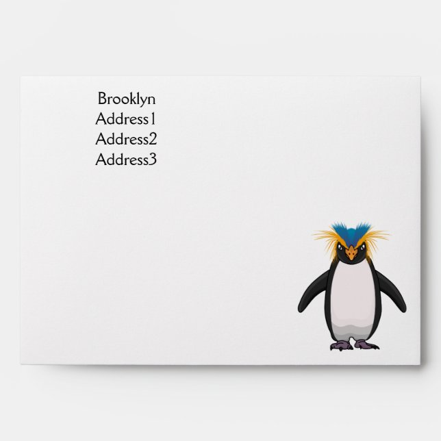 Cute macaroni penguin cartoon illustration envelope (Front)