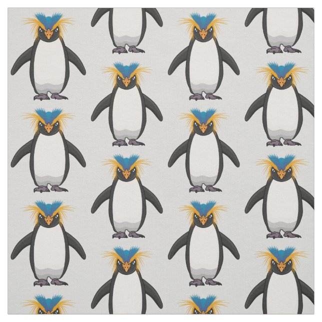 Cute macaroni penguin cartoon illustration fabric (Swatch)