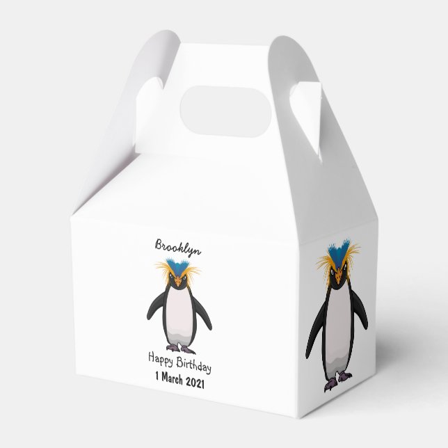 Cute macaroni penguin cartoon illustration favor boxes (Front Side)