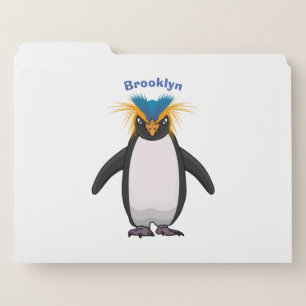 Cute macaroni penguin cartoon illustration file folder