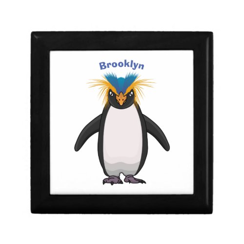 Cute macaroni penguin cartoon illustration gift box