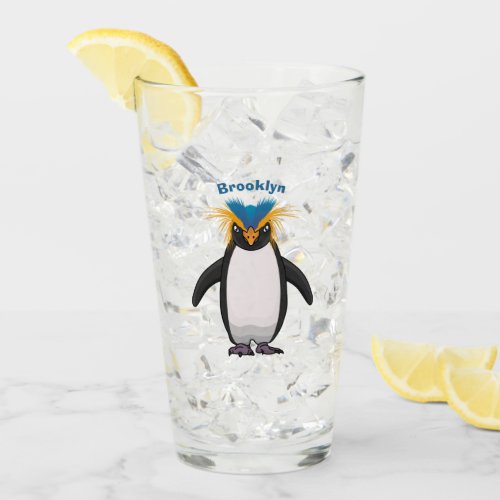 Cute macaroni penguin cartoon illustration glass