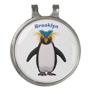 Cute macaroni penguin cartoon illustration golf hat clip