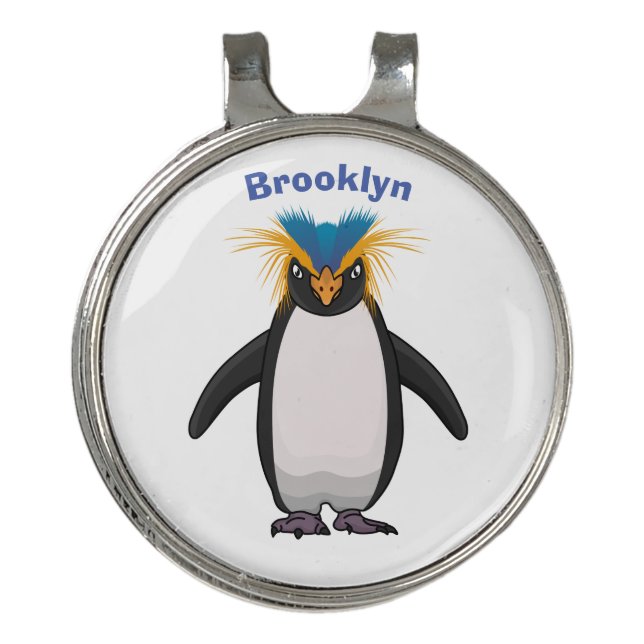 Cute macaroni penguin cartoon illustration golf hat clip (Front)