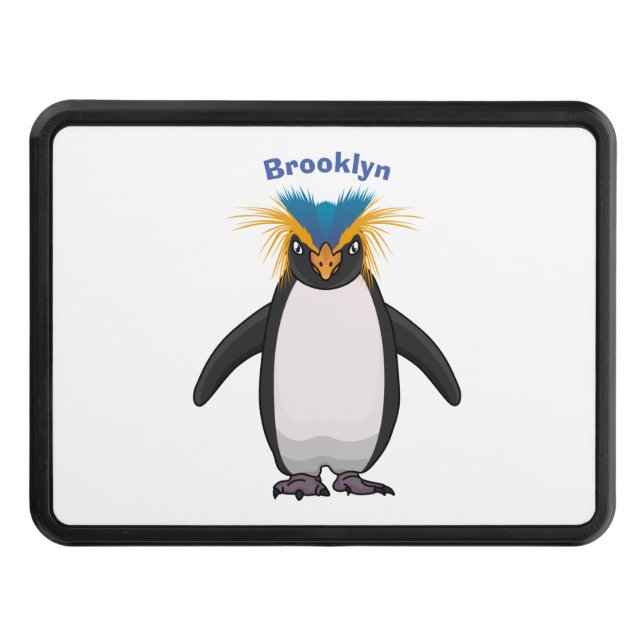 Cute macaroni penguin cartoon illustration hitch cover (Front)