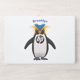 Cute macaroni penguin cartoon illustration HP laptop skin