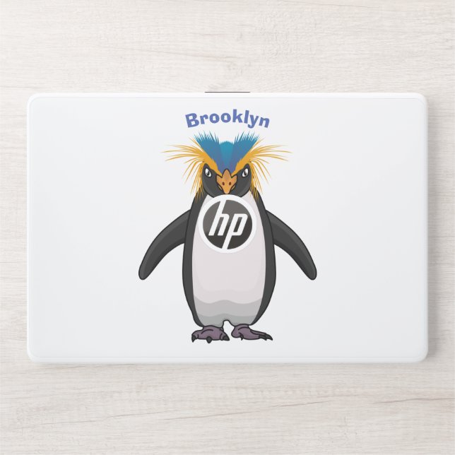 Cute macaroni penguin cartoon illustration HP laptop skin (Front)