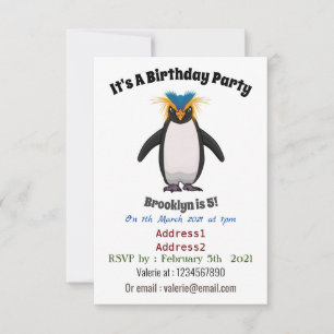 Cute macaroni penguin cartoon illustration invitation
