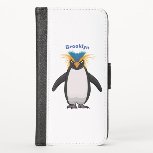 Cute macaroni penguin cartoon illustration iPhone x wallet case