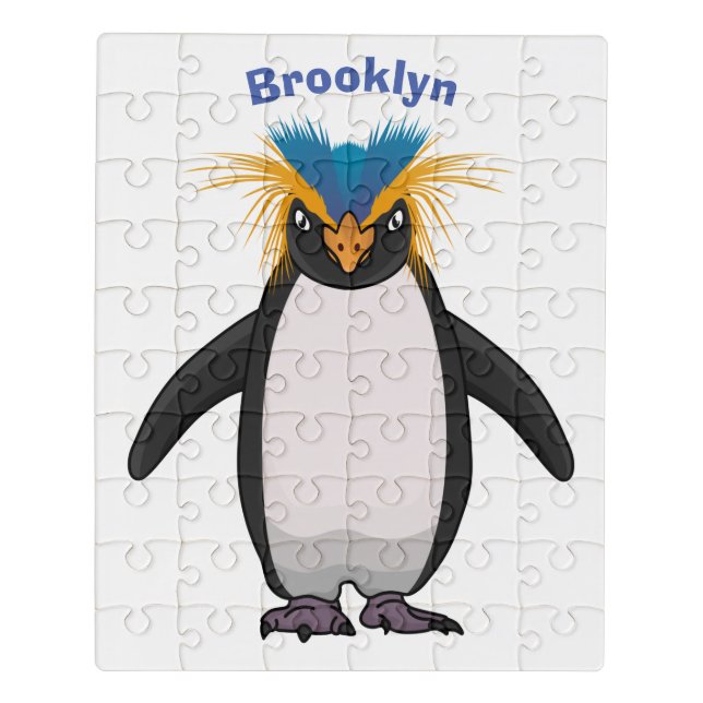 Cute macaroni penguin cartoon illustration jigsaw puzzle (Puzzle Vertical)