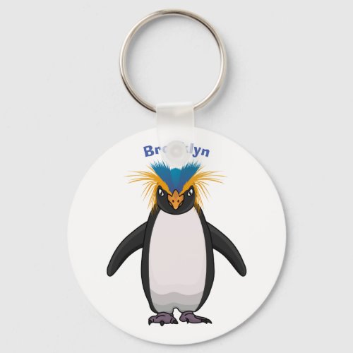 Cute macaroni penguin cartoon illustration keychain