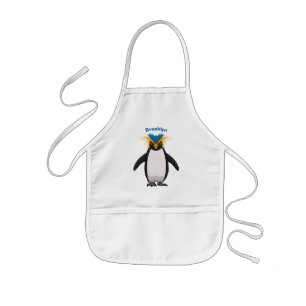 Cute macaroni penguin cartoon illustration kids' apron