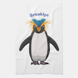 Cute macaroni penguin cartoon illustration kitchen towel
