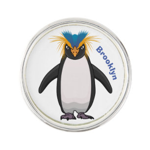 Cute macaroni penguin cartoon illustration lapel pin