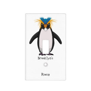 Cute macaroni penguin cartoon illustration light switch cover