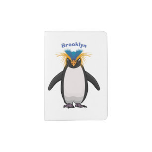Cute macaroni penguin cartoon illustration passport holder