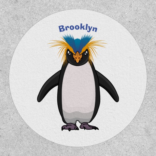 Cute macaroni penguin cartoon illustration patch (Front)