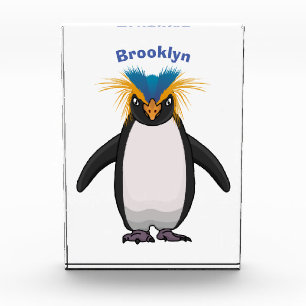 Cute macaroni penguin cartoon illustration photo block