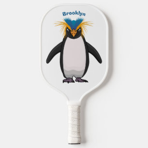 Cute macaroni penguin cartoon illustration pickleball paddle