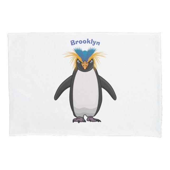 Cute macaroni penguin cartoon illustration pillow case (Front)