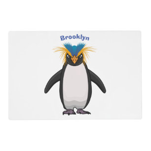 Cute macaroni penguin cartoon illustration placemat