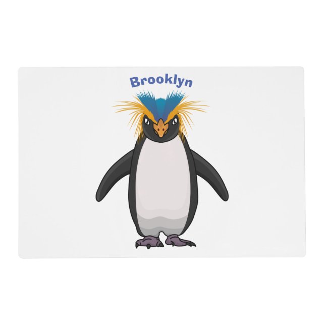 Cute macaroni penguin cartoon illustration placemat (Front)
