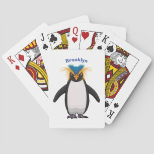 Cute macaroni penguin cartoon illustration poker cards