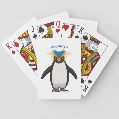 Cute macaroni penguin cartoon illustration poker cards