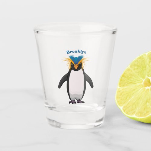 Cute macaroni penguin cartoon illustration shot glass