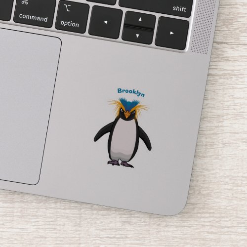 Cute macaroni penguin cartoon illustration sticker