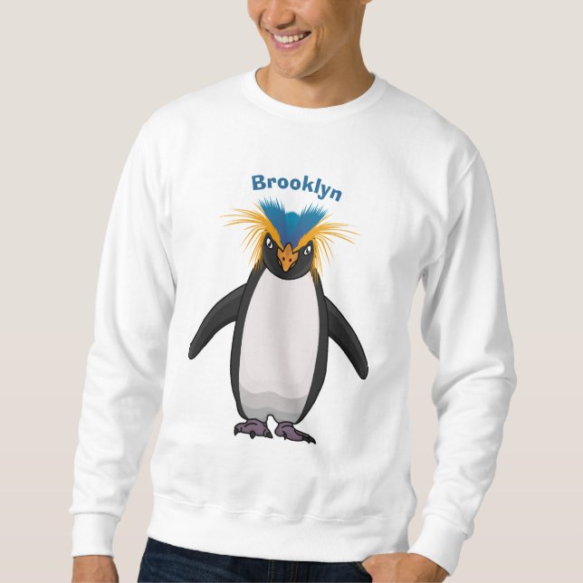 Cute macaroni penguin cartoon illustration sweatshirt (Front)