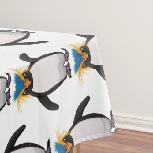 Cute macaroni penguin cartoon illustration tablecloth