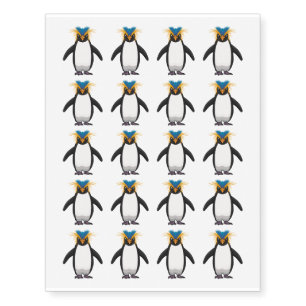 Cute macaroni penguin cartoon illustration temporary tattoos