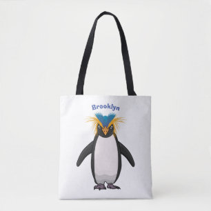 Cute macaroni penguin cartoon illustration tote bag