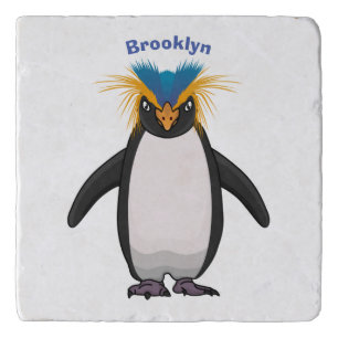 Cute macaroni penguin cartoon illustration trivet