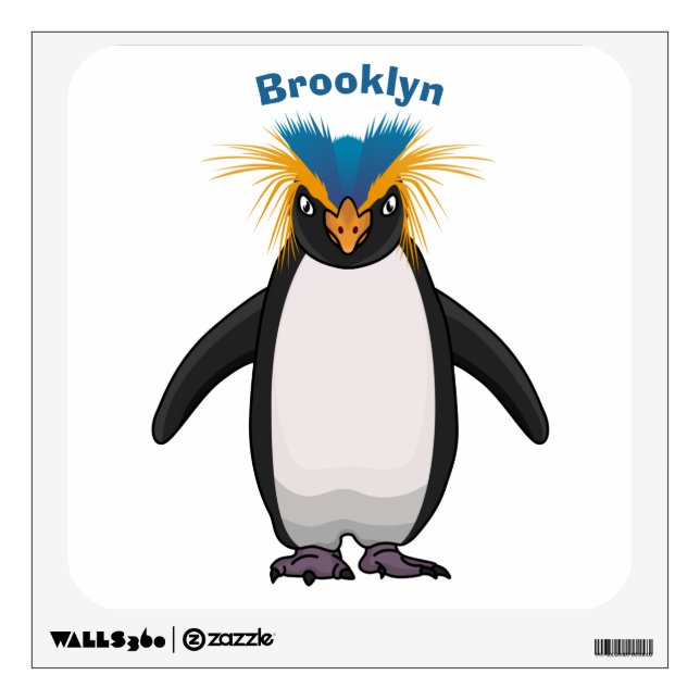 Cute macaroni penguin cartoon illustration wall decal (Front)
