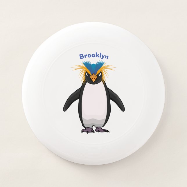 Cute macaroni penguin cartoon illustration Wham-O frisbee (Front)
