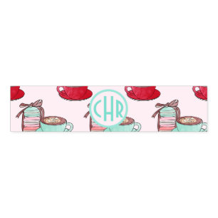 Cute Macarons and Cappuccino   Pastel   Monogram Napkin Bands