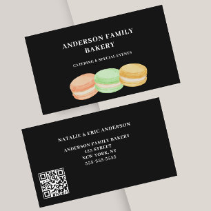 Cute Macarons Bakery QR Code Business Card