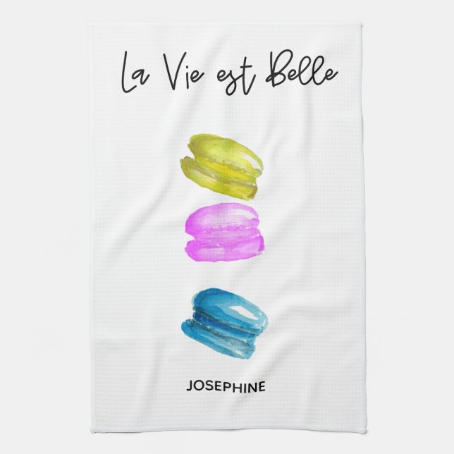 Cute Macarons Illustration Kitchen Towel (Vertical)