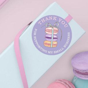 Cute Macaroon Pastry Chef Thank You Small Business Classic Round Sticker