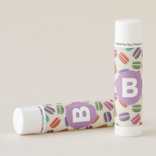 Cute Macaroon Pattern Dotty Purple Monogram Lip Balm