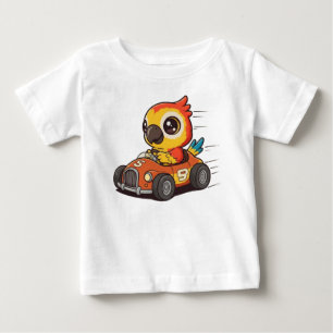 Cute Macaw Race Car Driver Baby T-Shirt