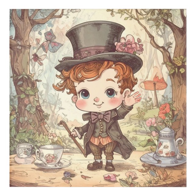 Cute Mad Hatter Whimsical Wonderland Woodland Art (Front)