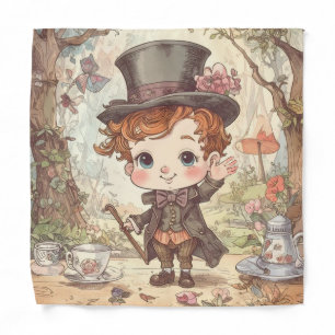 Cute Mad Hatter Whimsical Wonderland Woodland Art Bandana