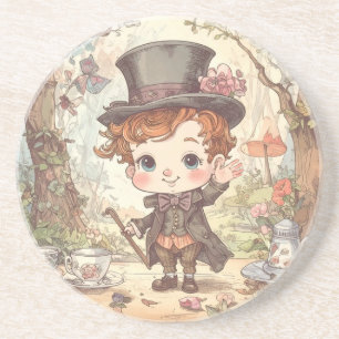 Cute Mad Hatter Whimsical Wonderland Woodland Art Coaster
